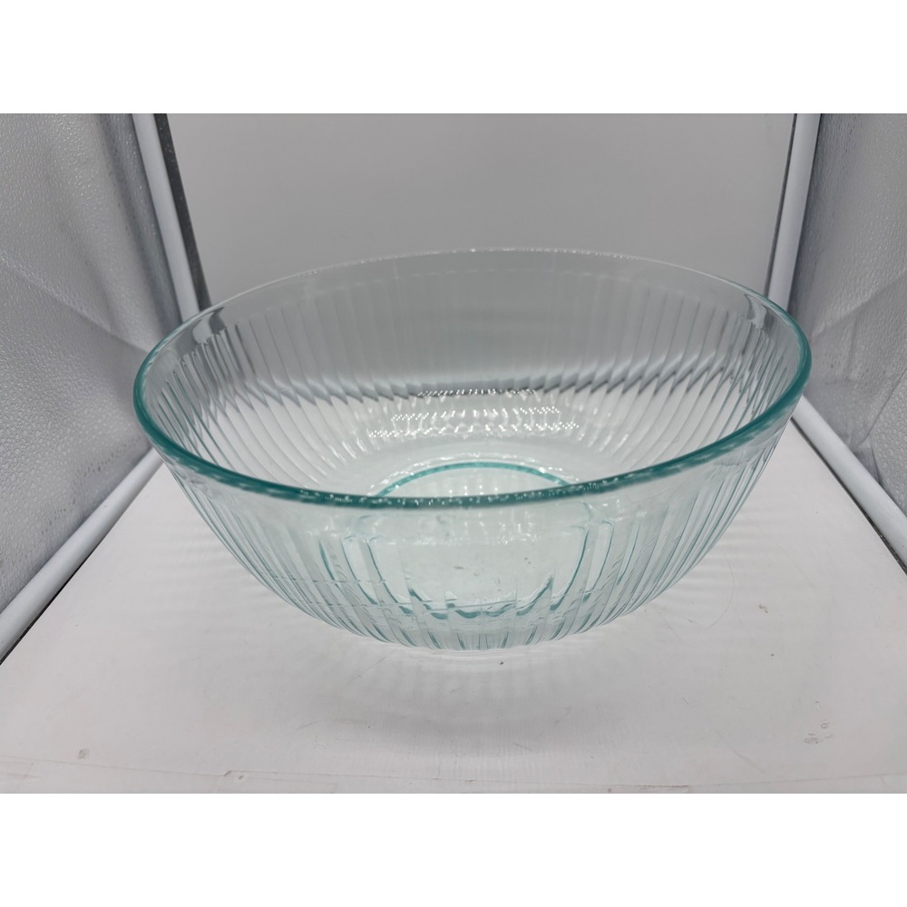Vintage Pyrex 7404-S Clear Ribbed Glass Mixing Bowl 4.5 QT Large Serving USA